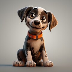Cute Dog in the Style of Cartoon over a Simple Blurred Background.