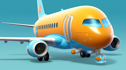 Cute illustration of a airliner. children's illustration from a commercial airplane. Children's book. Transportation.