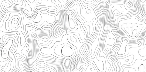 Topographic contours map background. Topography geographic white lines background. Geographic lines map on elevation assignment pattern. White paper curved reliefs background.