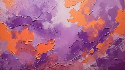 Hand painted background in violet and orange colours.