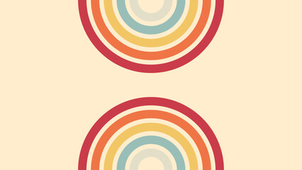 Vintage abstract background of 1970s hippie retro style in rainbow groovy wavy simple line design. 70s classic illustration suitable for poster, banner, textile, cloth, decorative wall art.