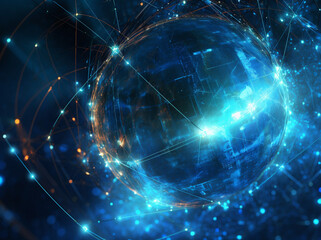 Obraz premium internet planet map cyberspace global globe network connection technology earth. Generative AI.