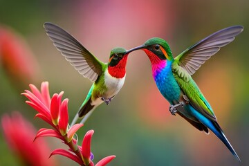 Fototapeta premium hummingbird and flower