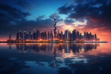 Fototapeta premium DUBAI, UAE - OKTOBER 10: Modern buildings in Dubai Marina, Dubai