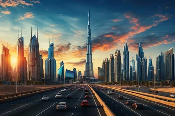 Foto op Plexiglas Dubai downtown, amazing city center skyline with luxury skyscrapers, United Arab Emirates © abstract Art