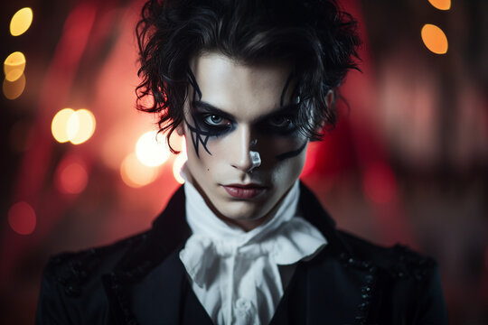 Creative collage abstract generative ai collage of evil wizard on halloween doing dark magic