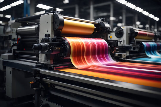 Modern printing presses include machine details such as transfer or ink rollers