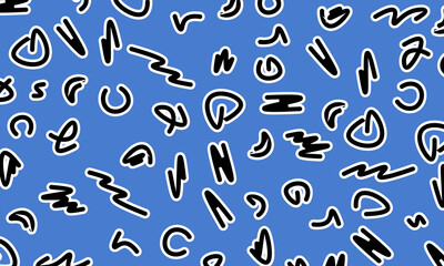 Fun color line doodle pattern on blue background.