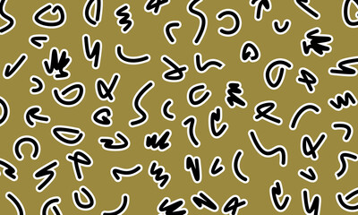 Fun color line doodle pattern. Creative abstract squiggle style drawing background.