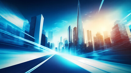 Obraz premium city, urban, night, building, skyline, cityscape, architecture, road, HD