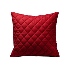 Quilted Ruby Red Pillow on Isolated Background. Generative AI