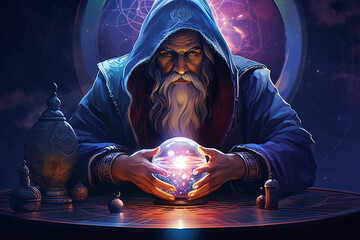 Illustration of a male fortune teller