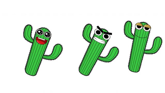 animated cute cactus character that moves