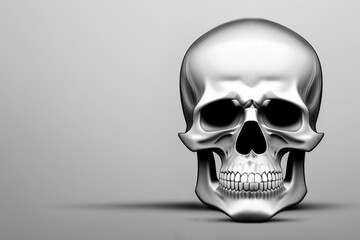 one, alone scary human Skull head. front view. icon, vector illustration isolated on white background. horror style. isolated on white background. empty copy space for inscription. Generative ai.
