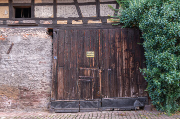 old wooden door in a famous city