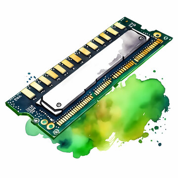 watercolor ram module on green splash clip art preview