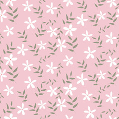seamless pattern with pink flowers