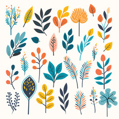 New Year card design. Christmas floral patterns in vibrant colors.Plants, flowers and leaves doodles. Seamless pattern design.