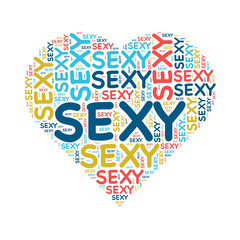 Sexy words on heart pattern withPNG background 