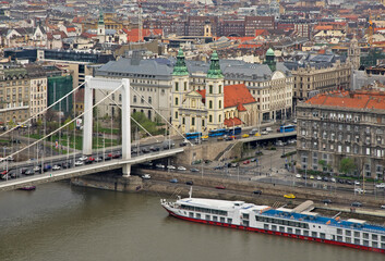 Elisabeth bridge over Danube river in Budapest. Hungary - 645733873