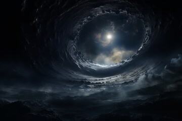 The Black Hole and the Big Bang Conveyed as a Dream in Serene Atmospheric Perspective - obrazy, fototapety, plakaty