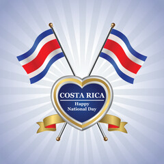 Costa Rica flag Happy National Day with heart