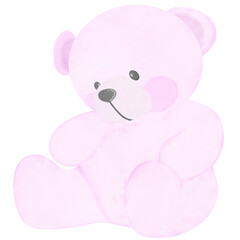 Pink bear wearing Christmas costume, Creative with illustration in flat design,watercolor.