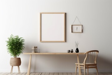 hanging mock up poster frame on the wall for art print, photo, wall frame mockup