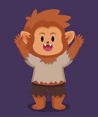 Flat vector illustration werewolf character