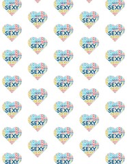 seamless pattern with hearts on sexy words