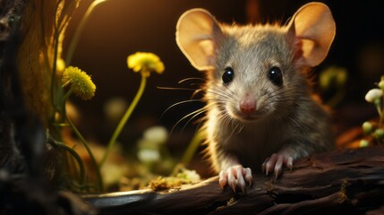 Adorable Mouse Portrait: Happy and Cute Wildlife Animal Looking at Camera