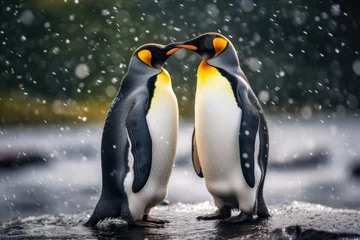 Keuken spatwand met foto Pair of king penguins in the wild © Veniamin Kraskov