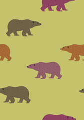 Bear polar bear illustration icon seamless pattern background wallpaper, Endless kids texture for apparel, textile and prints. Vector illustration