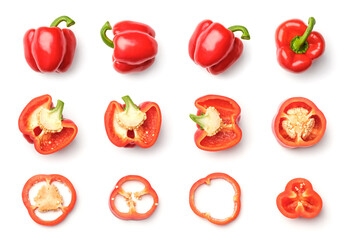 Collection of peppers isolated on white background