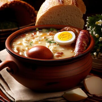 polish easter soup with egg and sausage