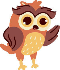 Owl . Cute cartoon characters . Hand drawn style . PNG .