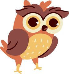 Owl . Cute cartoon characters . Hand drawn style . PNG .