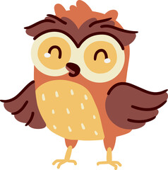 Owl . Cute cartoon characters . Hand drawn style . PNG .