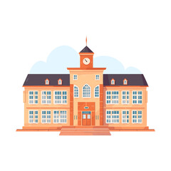 School Building in flat style isolated on white background. Vector illustration EPS10