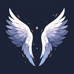 Angel wings isolated on dark background. angel style wings with 3D feathers. Spirituality and freedom concept. Vector illustration EPS10