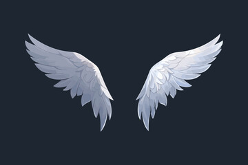 Angel wings isolated on dark background. angel style wings with 3D feathers. Spirituality and freedom concept. Vector illustration EPS10