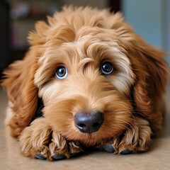 Cute golden doodle portrait 