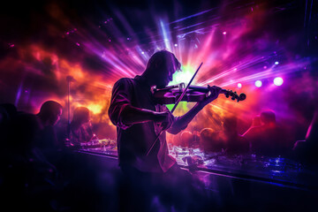 Fototapeta premium Closeup of modern music concert with light effects
