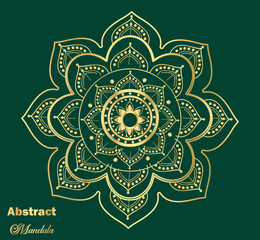 Abstract golden ornament or flower mandala and use floor