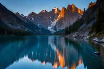 Fototapeta premium lake in huge mountains Generated Ai