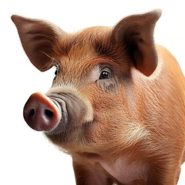 Brown pig isolated on white background