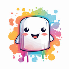 Batt shirt design graphic, cute happy kawaii style