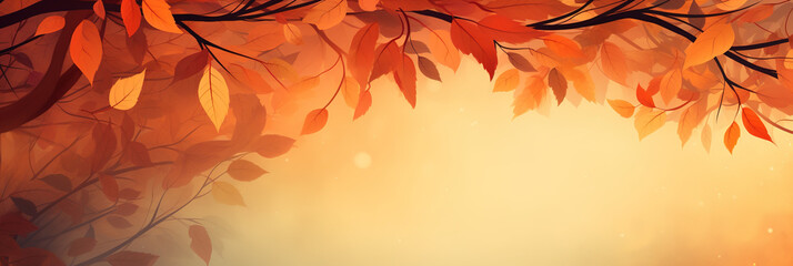 Herbstlicher Hintergrund Banner mit bunten Blättern als Rahmen und Textfreiraum