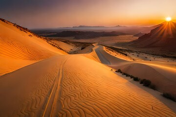 Fototapeta na wymiar sunrise in the desert Generated Ai