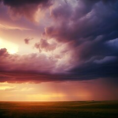 Naklejka na ściany i meble Prairie Storm Clouds Sunset